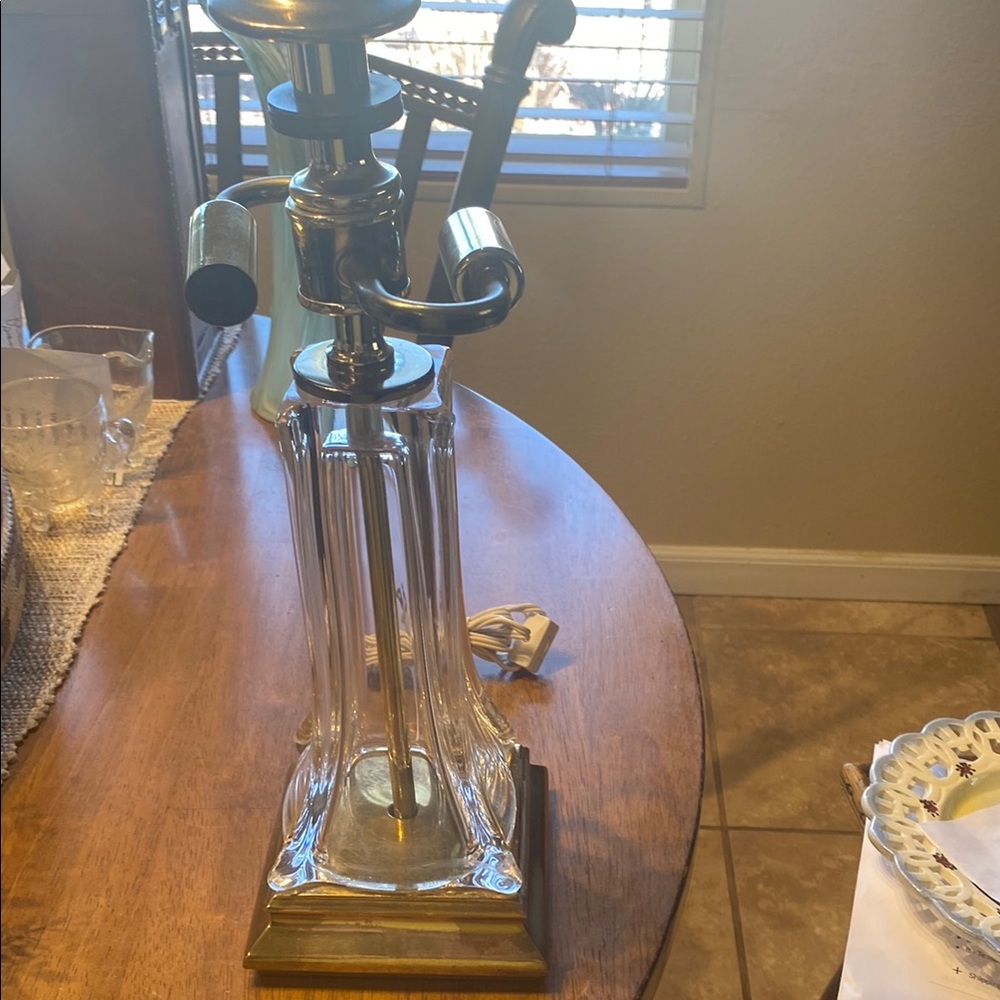 VINTAGE 1980s Cofrac Art Verrier lamp base heavy French crystal and brass.